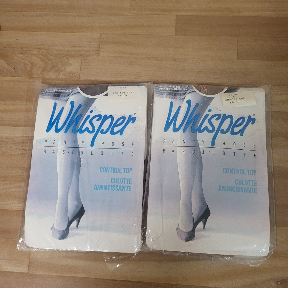 4 For $30 Vintage 90s  Pantyhose Whisper Control Top Nylons X Large 2 Packs